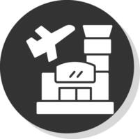 aeropuerto glifo sombra circulo icono diseño vector