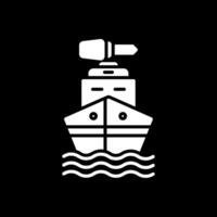 barco glifo invertido icono diseño vector