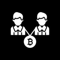 bitcoin comercio glifo invertido icono diseño vector