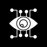 Eye Recognition Glyph Inverted Icon Design vector