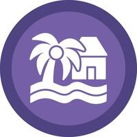 Beach House Glyph Due Circle Icon Design vector