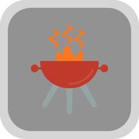 Grill Flat round corner Icon Design vector