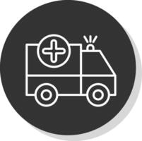 ambulancia línea sombra circulo icono diseño vector