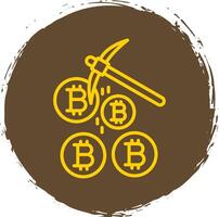 Bitcoin Mining Line Circle Sticker Icon vector