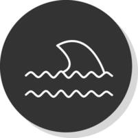 Ocean Waves Line Shadow Circle Icon Design vector