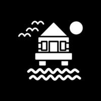 playa villa glifo invertido icono diseño vector