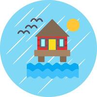 Beach Villa Flat Circle Icon Design vector