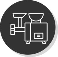 Meat Grinder Line Shadow Circle Icon Design vector