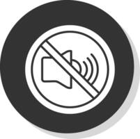 No Sound Glyph Shadow Circle Icon Design vector