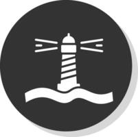 Lighthouse Glyph Shadow Circle Icon Design vector