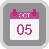 October Flat round corner Icon Design vector