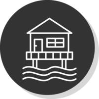 Beach Hut Line Shadow Circle Icon Design vector