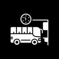 autobús estación glifo invertido icono diseño vector