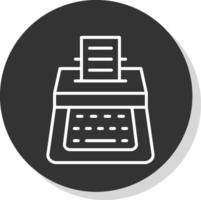 máquina de escribir línea sombra circulo icono diseño vector