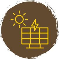 Solar Power Line Circle Sticker Icon vector