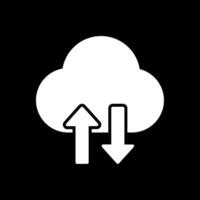 Cloud Data Transfer Glyph Inverted Icon Design vector