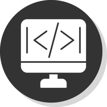 Programming Glyph Shadow Circle Icon Design vector