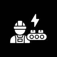 industrial trabajador glifo invertido icono diseño vector