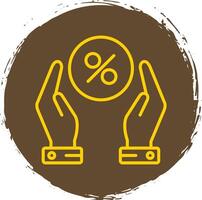 Hand Take And Percent Line Circle Sticker Icon vector