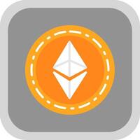 Ethereum Coin Flat round corner Icon Design vector