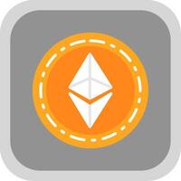 Ethereum Coin Flat round corner Icon Design vector