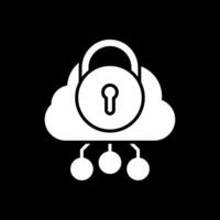 Security Cloud Glyph Inverted Icon Design vector