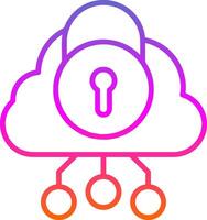 seguridad nube línea degradado icono diseño vector