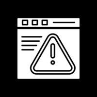 Warning Browser Glyph Inverted Icon Design vector