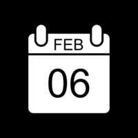 February Glyph Inverted Icon Design vector