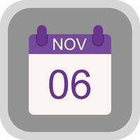 November Flat round corner Icon Design vector