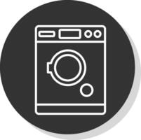 Tumble Dryer Line Shadow Circle Icon Design vector