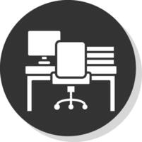 espacio de trabajo glifo sombra circulo icono diseño vector