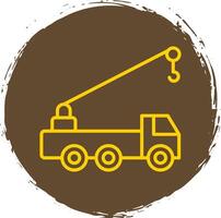 Crane Truck Line Circle Sticker Icon vector