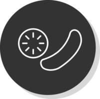 Cucumber Line Shadow Circle Icon Design vector