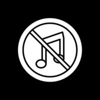 No música glifo invertido icono diseño vector