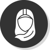 Hijab Glyph Shadow Circle Icon Design vector