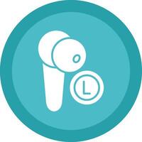 Earbud Glyph Due Circle Icon Design vector