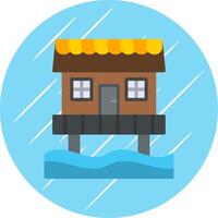 Beach Hut Flat Circle Icon Design vector