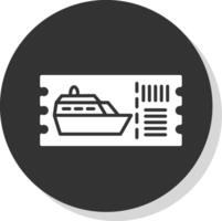 Cruise Ticket Glyph Shadow Circle Icon Design vector