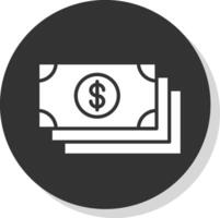 dinero glifo sombra circulo icono diseño vector