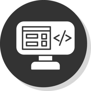 programa codificación glifo sombra circulo icono diseño vector