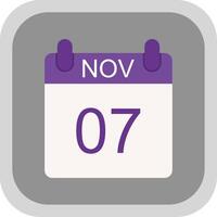 November Flat round corner Icon Design vector