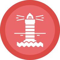 Lighthouse Glyph Due Circle Icon Design vector