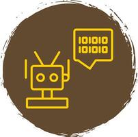 Robot Line Circle Sticker Icon vector