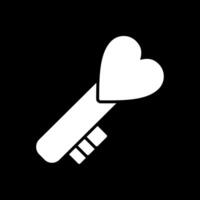 Love Key Glyph Inverted Icon Design vector