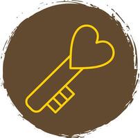 Love Key Line Circle Sticker Icon vector