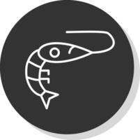 Shrimp Line Shadow Circle Icon Design vector