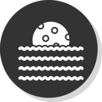 Waves Glyph Shadow Circle Icon Design vector