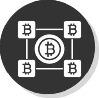 Bitcoin Blocks Glyph Shadow Circle Icon Design vector