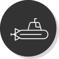 submarino línea sombra circulo icono diseño vector